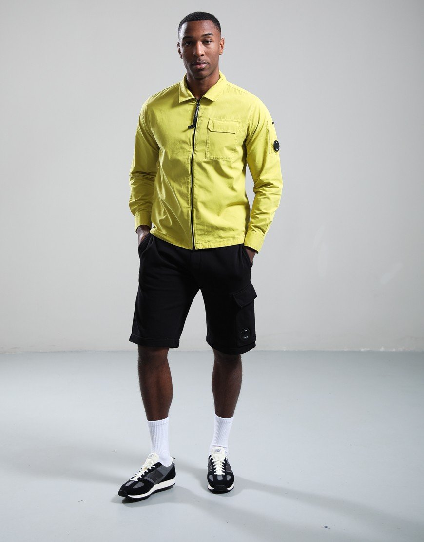 C.P. Company Cotton Diagonal Fleece Cargo Sweat Shorts Black