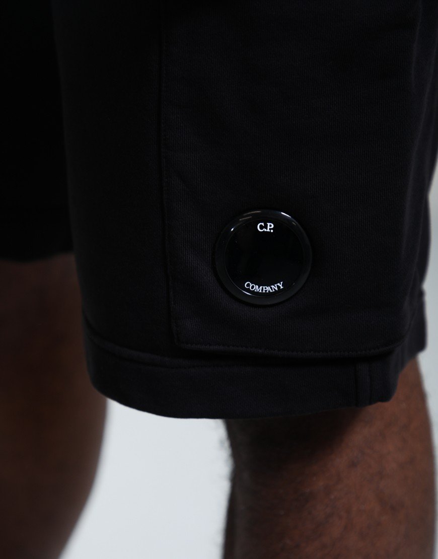 C.P. Company Cotton Diagonal Fleece Cargo Sweat Shorts Black