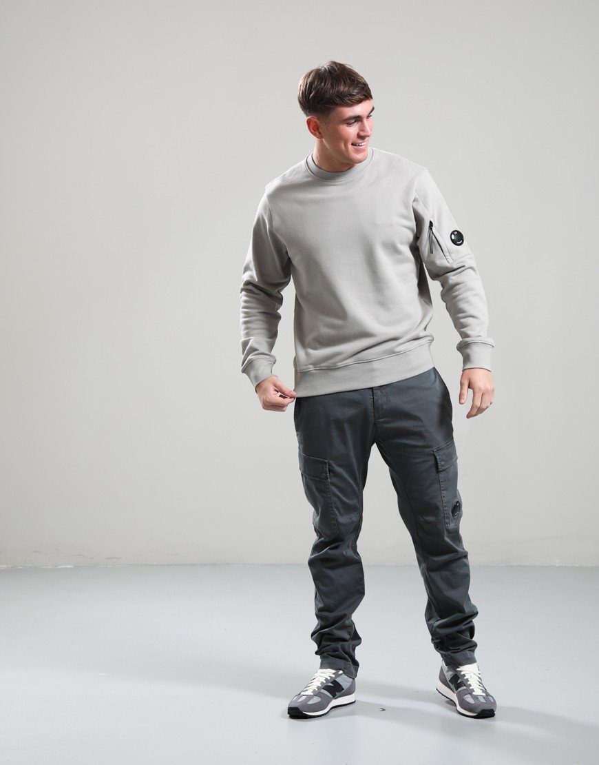 C.P. Company Diagonal Raised Fleece Crew Neck Lens Sweat Dove