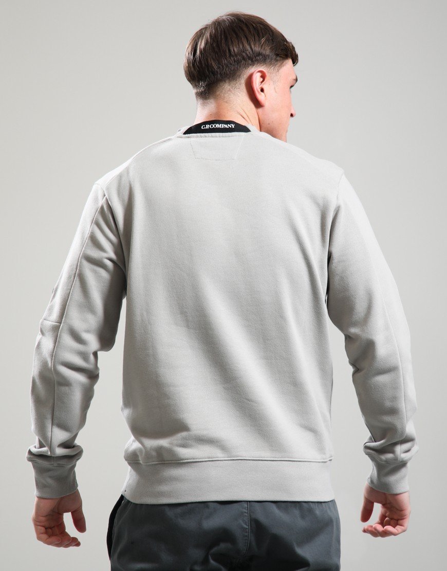 C.P. Company Diagonal Raised Fleece Crew Neck Lens Sweat Dove