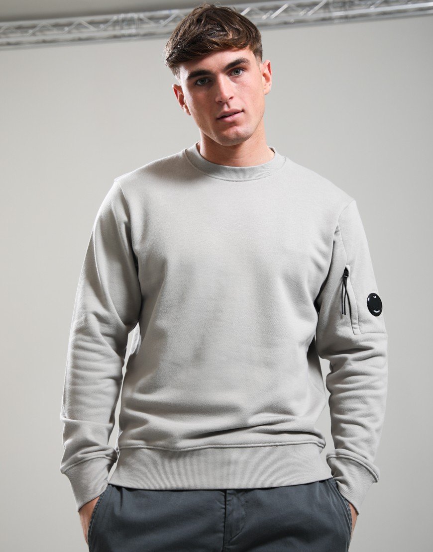 C.P. Company Diagonal Raised Fleece Crew Neck Lens Sweat Dove