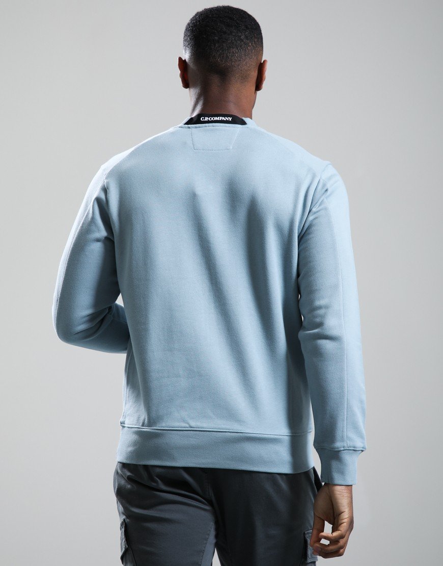 C.P. Company Diagonal Raised Fleece Crew Neck Lens Sweat Silver Blue