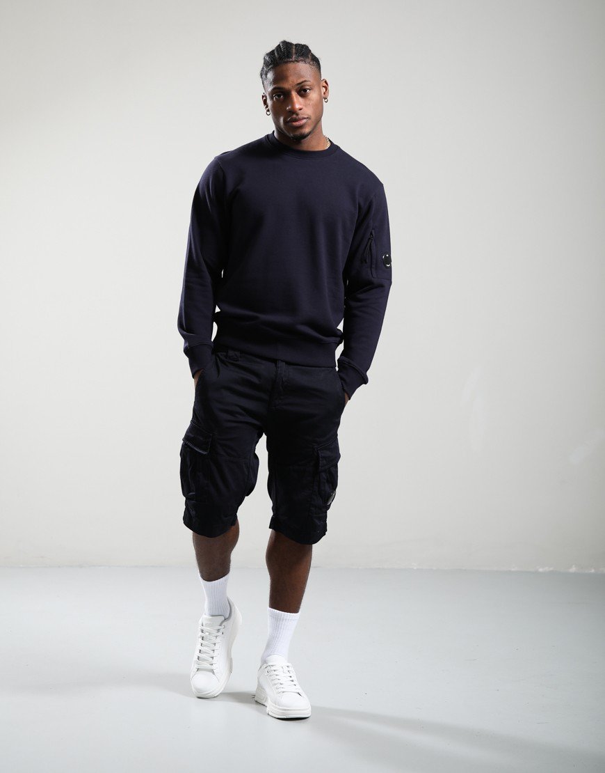 C.P. Company Diagonal Raised Fleece Lens Crew Neck Sweat Total Eclipse