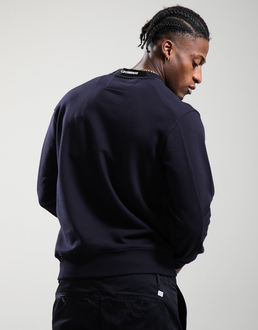 C.P. Company Diagonal Raised Fleece Lens Crew Neck Sweat Total Eclipse