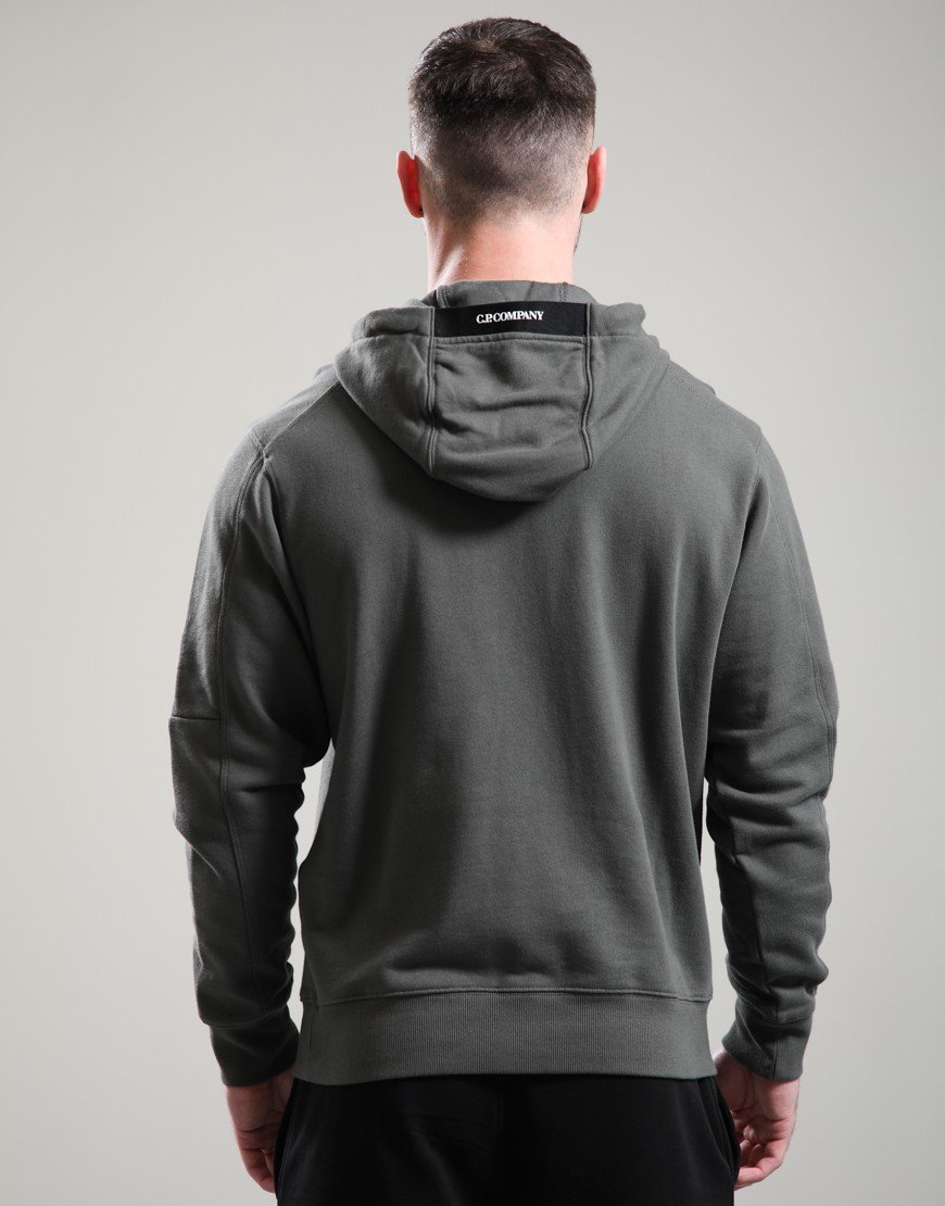 C.P. Company Diagonal Raised Fleece Hooded Lens Sweatshirt Gunmetal