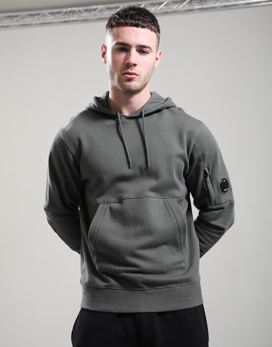 C.P. Company Diagonal Raised Fleece Hooded Lens Sweatshirt Gunmetal