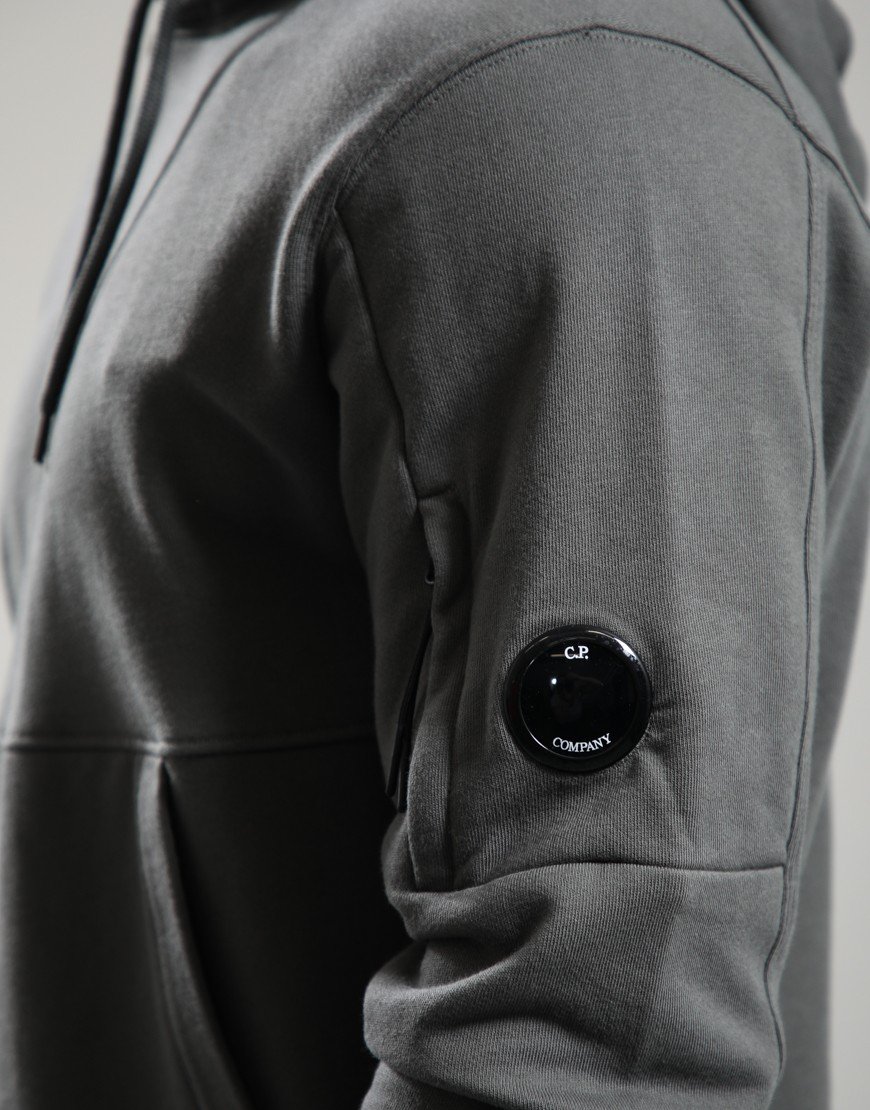 C.P. Company Diagonal Raised Fleece Hooded Lens Sweatshirt Gunmetal