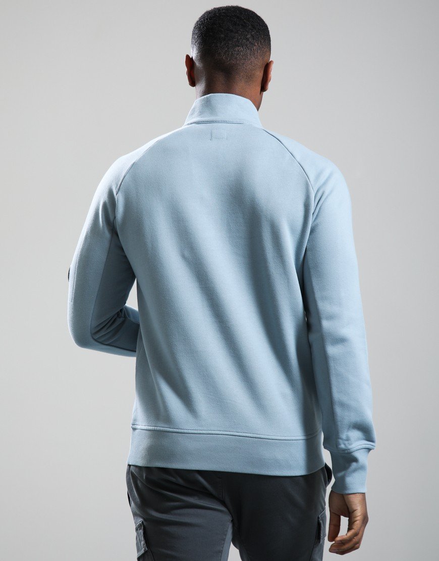 C.P. Company Diagonal Raised Fleece Half Zip Lens Sweat Silver Blue