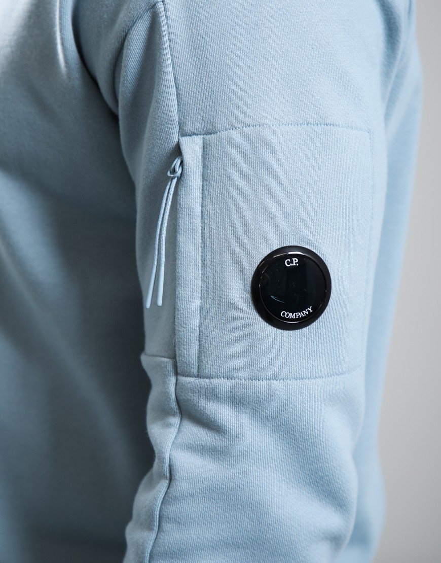 C.P. Company Diagonal Raised Fleece Half Zip Lens Sweat Silver Blue