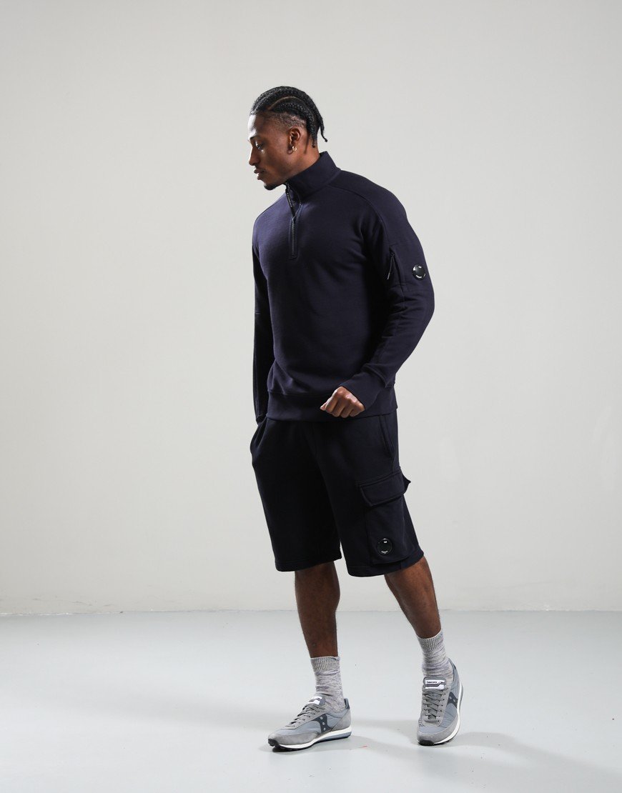 C.P. Company Diagonal Raised Fleece Half Zip Lens Sweatshirt Total Eclipse