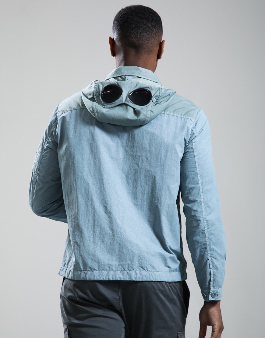 C.P. Company Flatt Nylon Mixed Goggle Overshirt Silver Blue