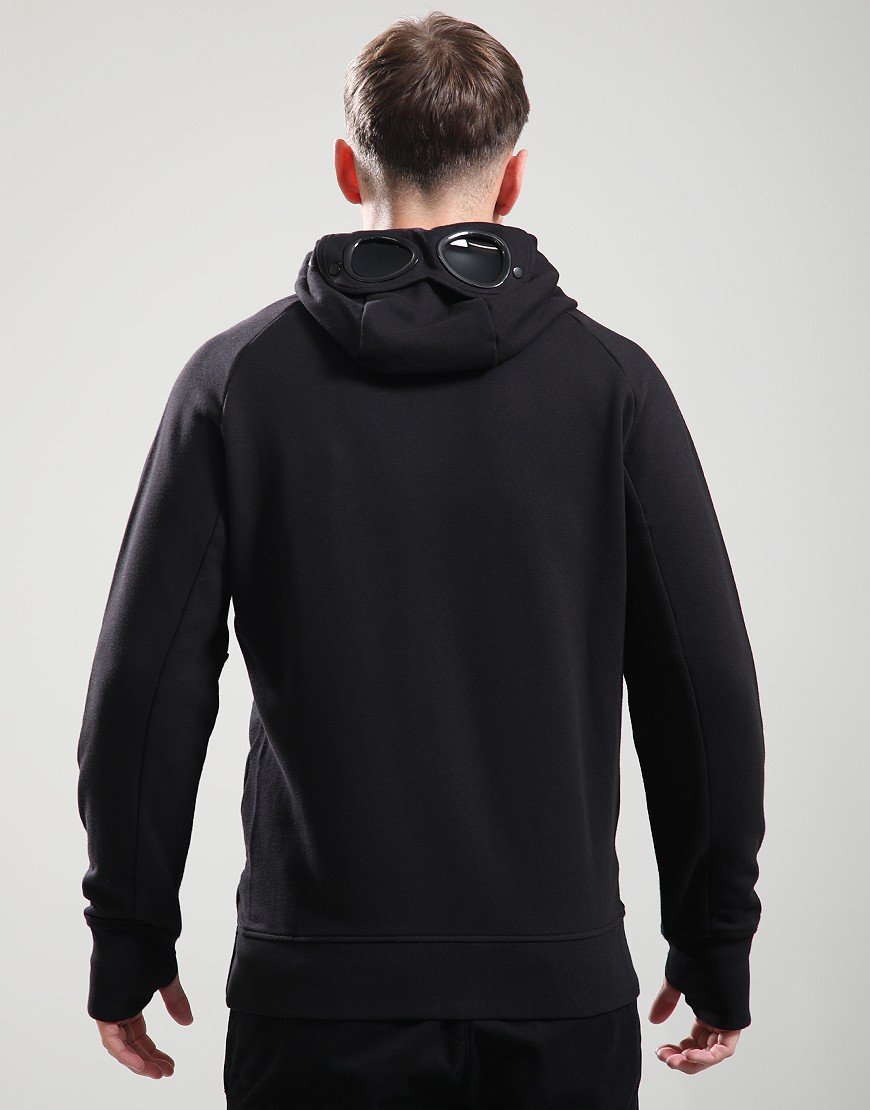 C.P. Company Diagonal Raised Hooded Fleece Black