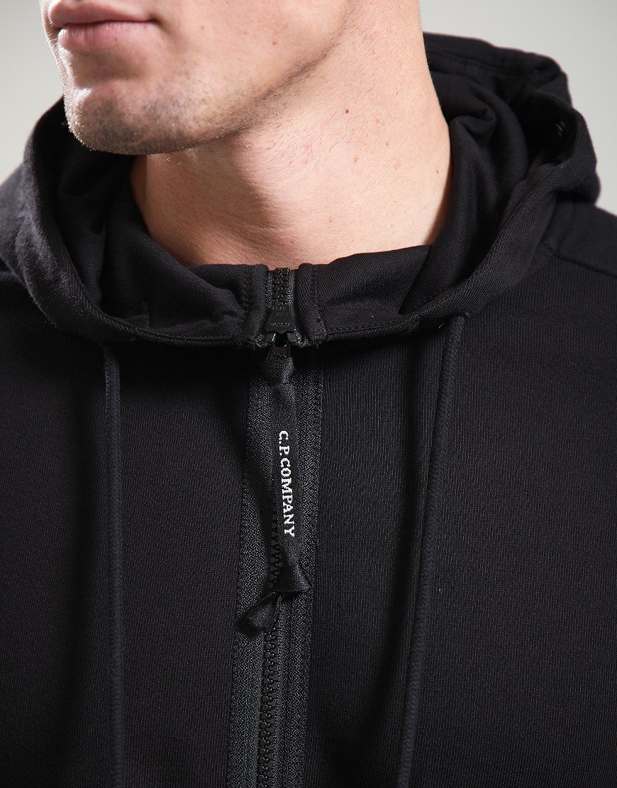 C.P. Company Diagonal Raised Hooded Fleece Black