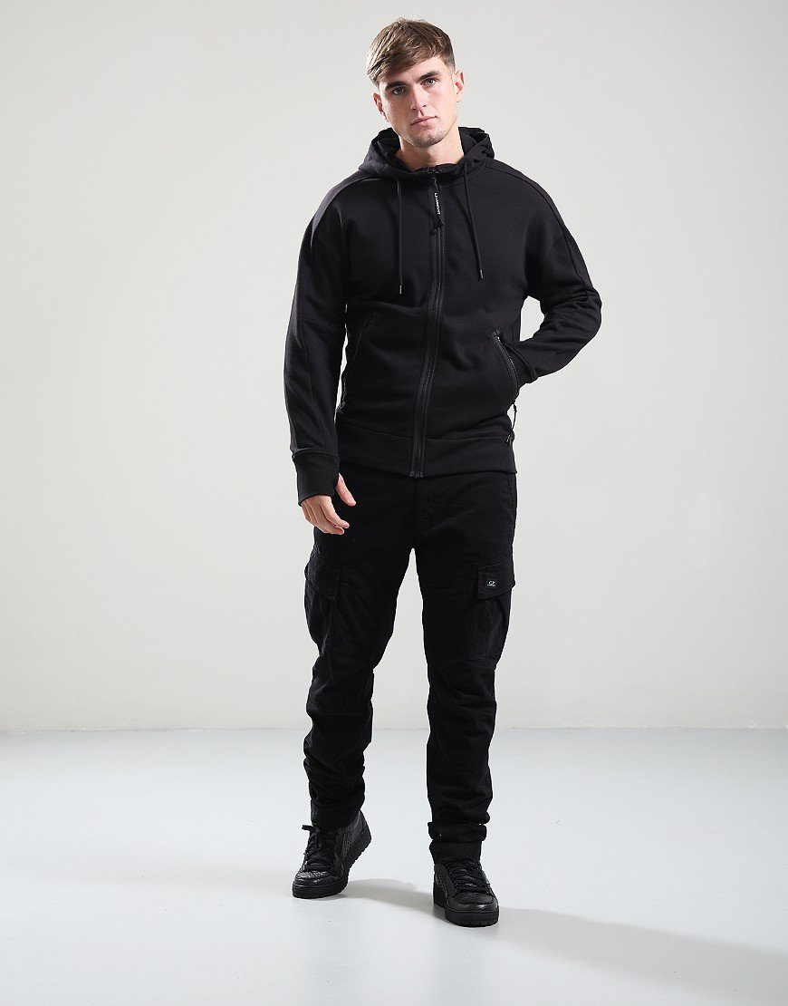 C.P. Company Diagonal Raised Hooded Fleece Black
