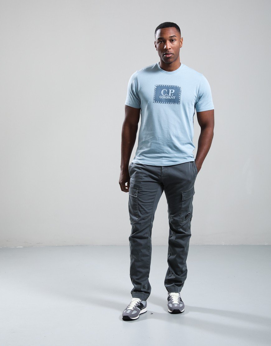 C.P. Company Jersey 30/1 Logo Label T-Shirt Silver Blue