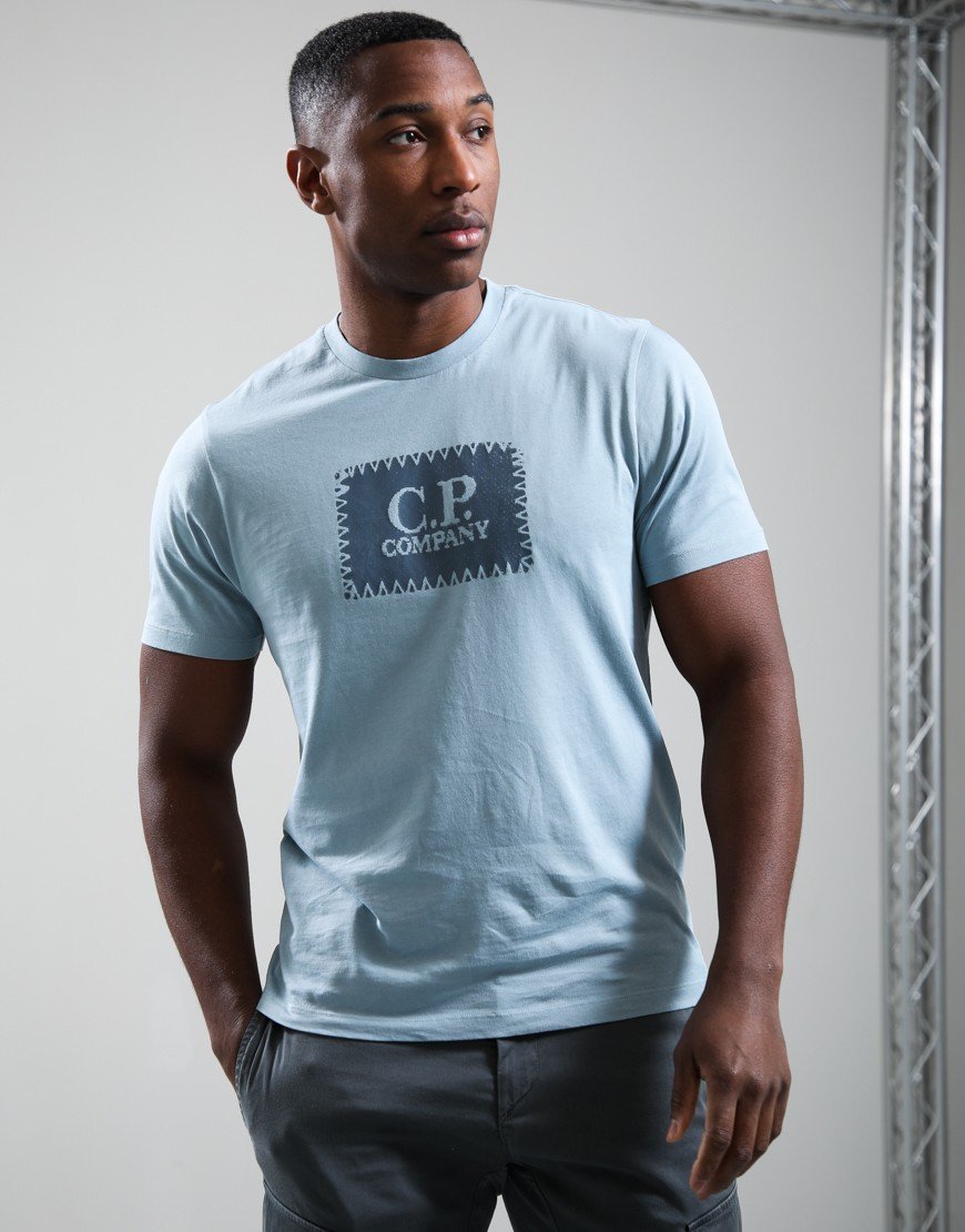 C.P. Company Jersey 30/1 Logo Label T-Shirt Silver Blue
