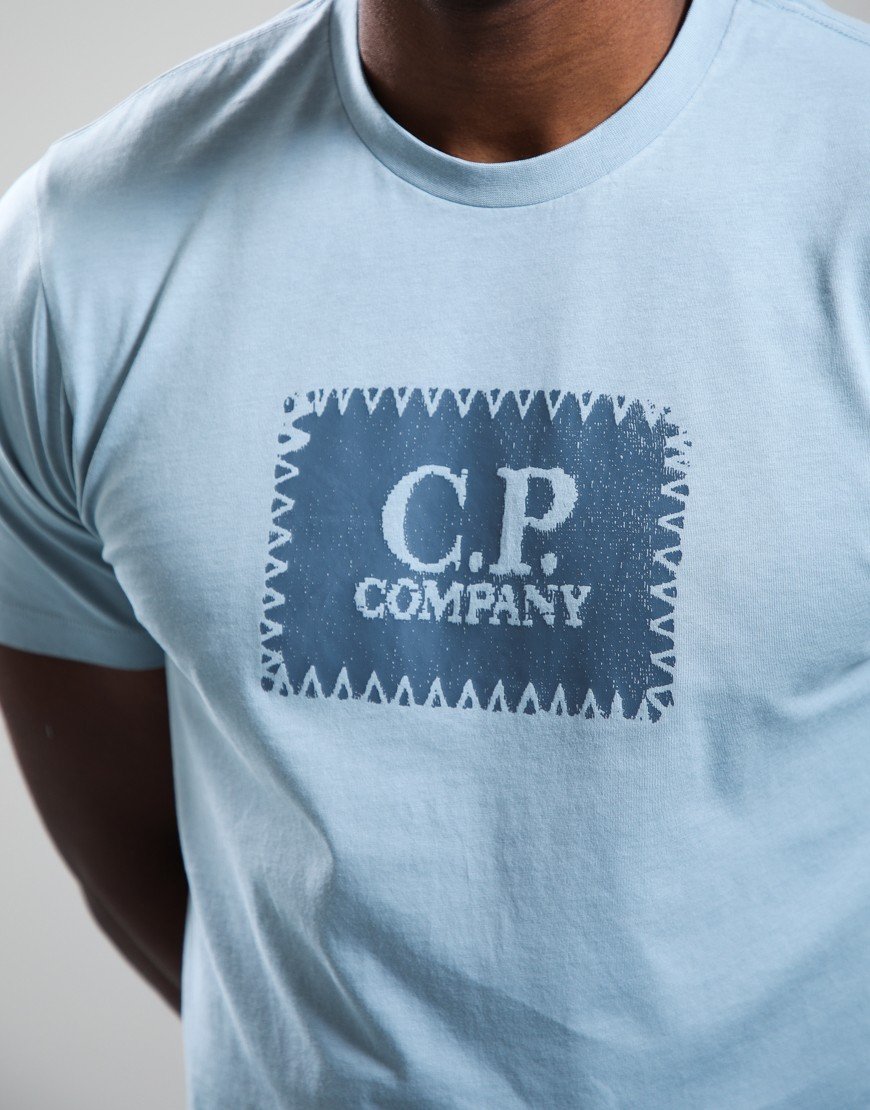 C.P. Company Jersey 30/1 Logo Label T-Shirt Silver Blue