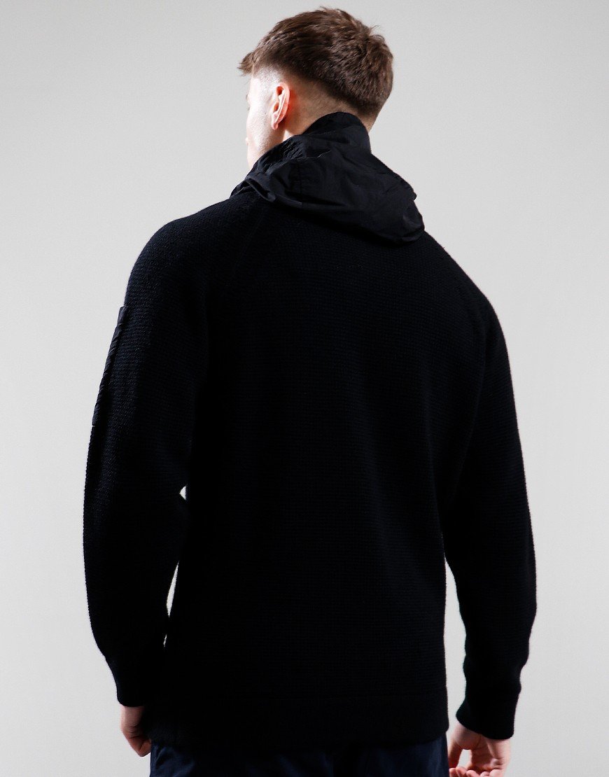 C.P. Company Lambswool Mix Half Zip Knit Black - Terraces