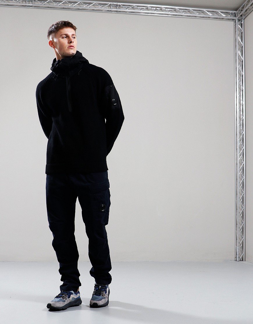 【送料&関税込】C.P. Company Half Zip Knit C.P. Company Full Rib Knitted Cotton Half Zip Black at