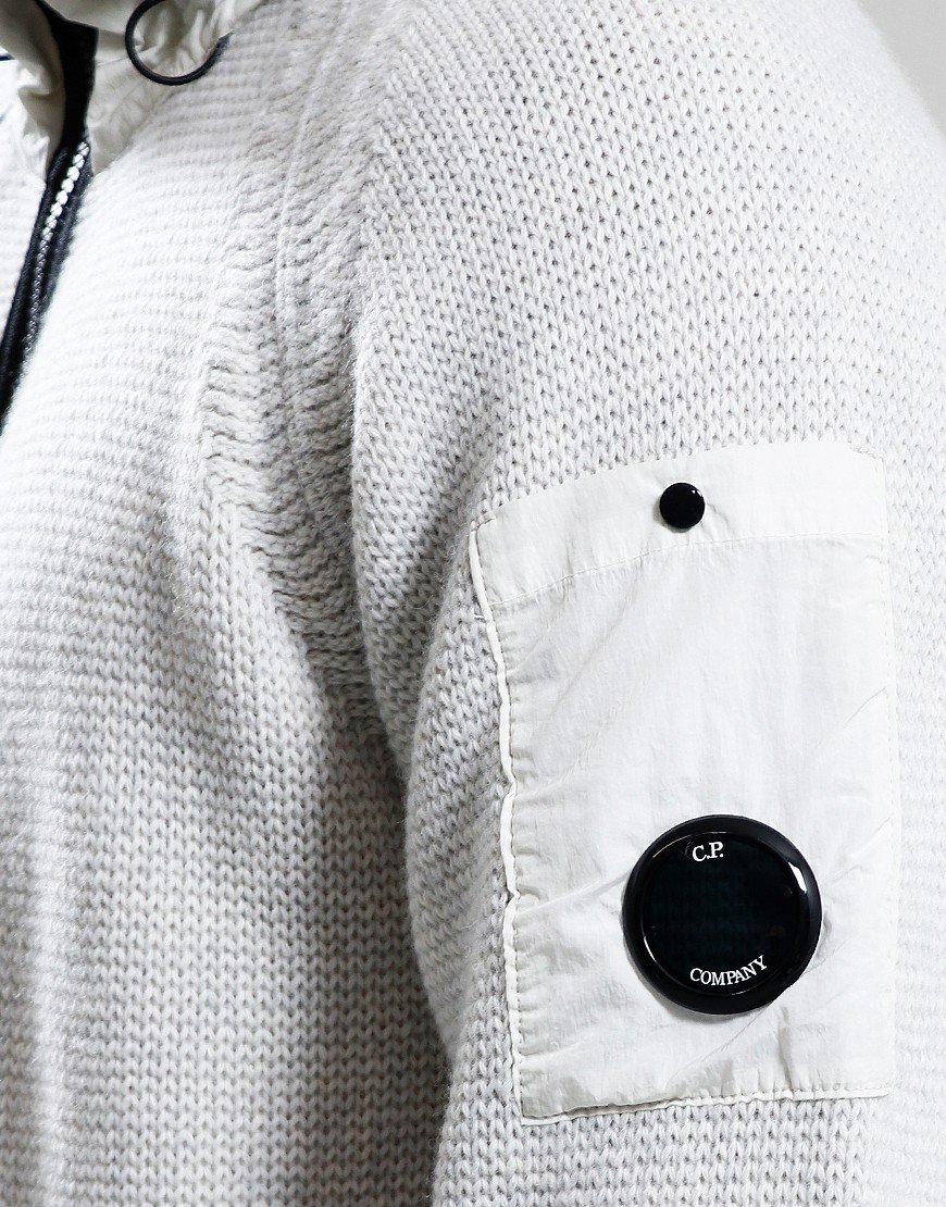 C.P. Company Lambswool Mix Half Zip Knit Off White