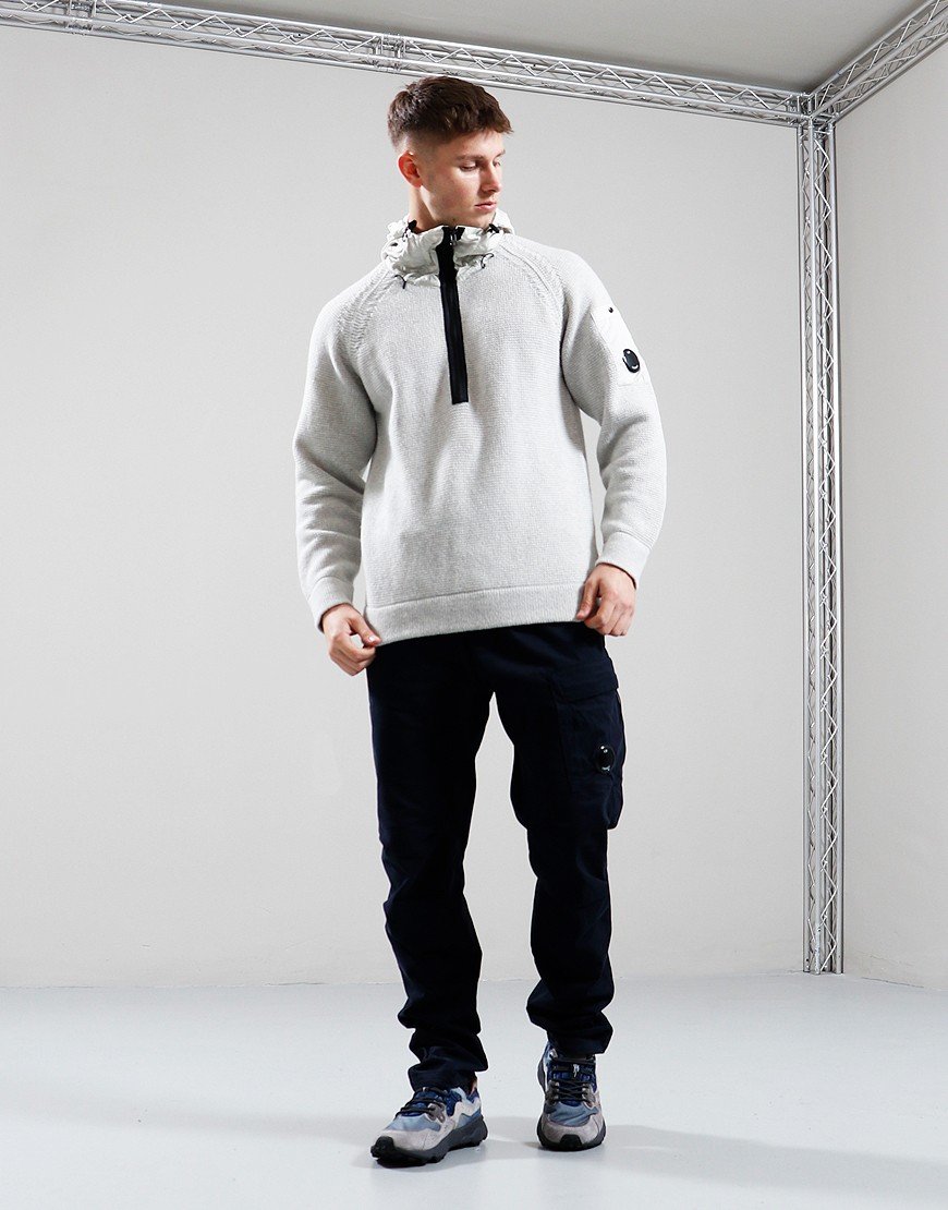 C.P. Company Lambswool Mix Half Zip Knit Off White