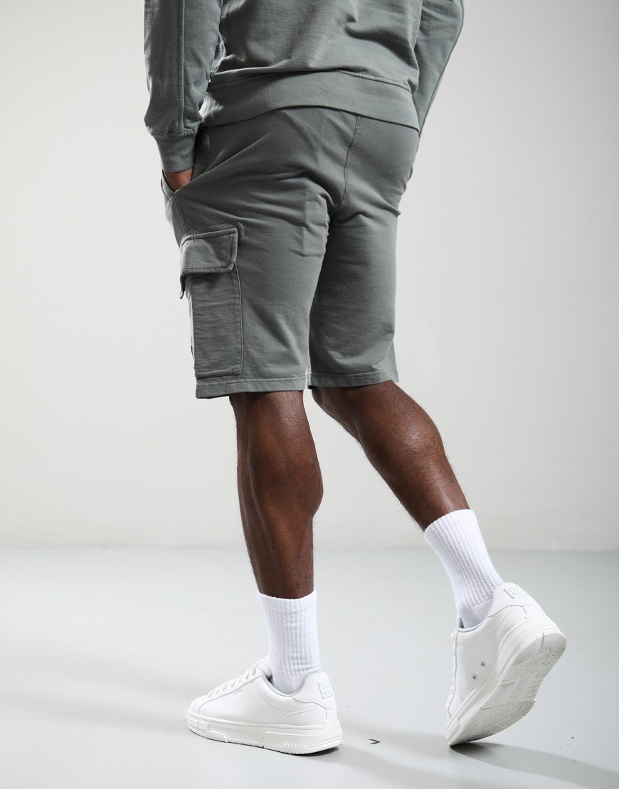 C.P. Company Light Fleece Cargo Lens Sweat Shorts Gunmetal
