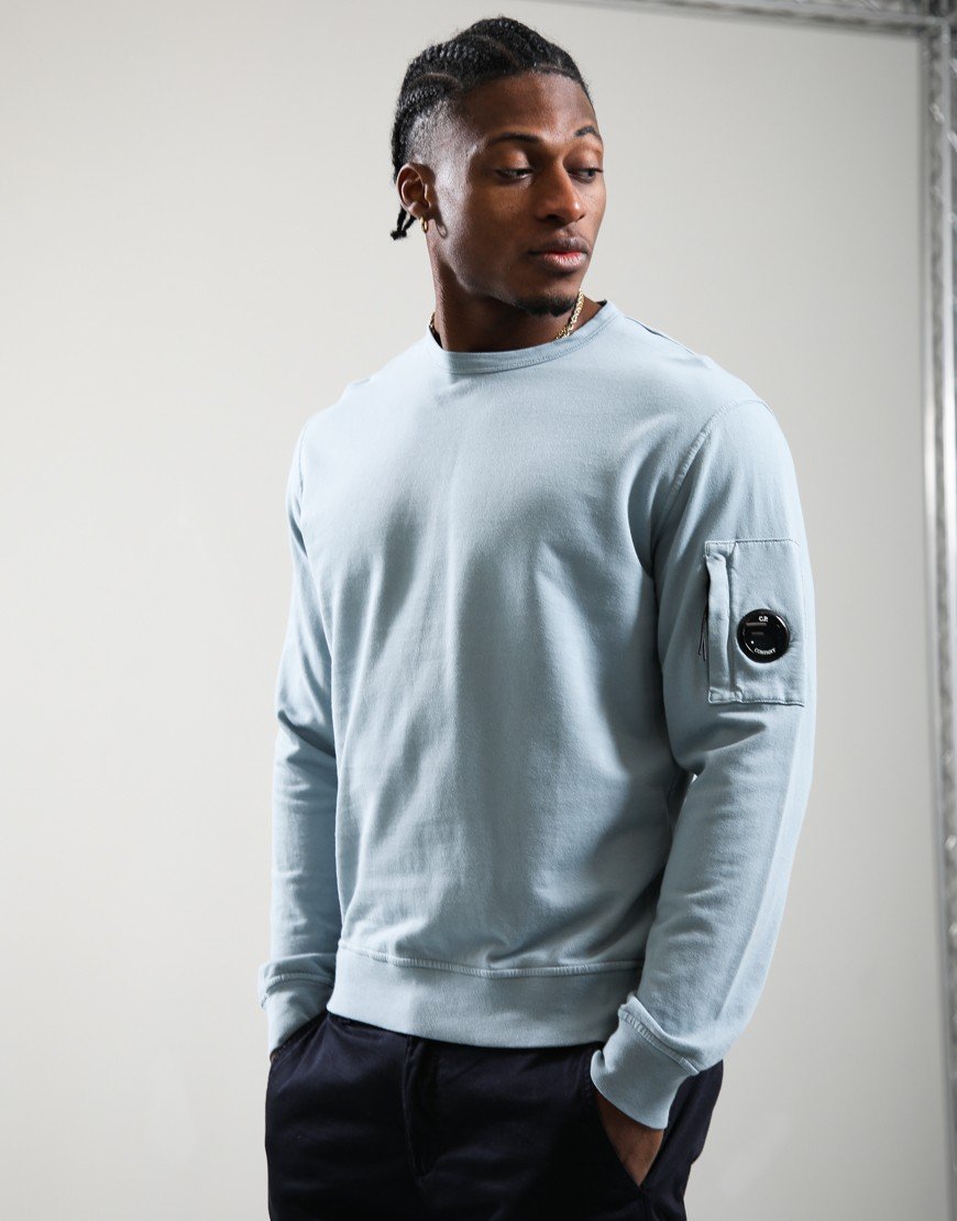 C.P. Company Light Fleece Crew Neck Sweat Silver Blue