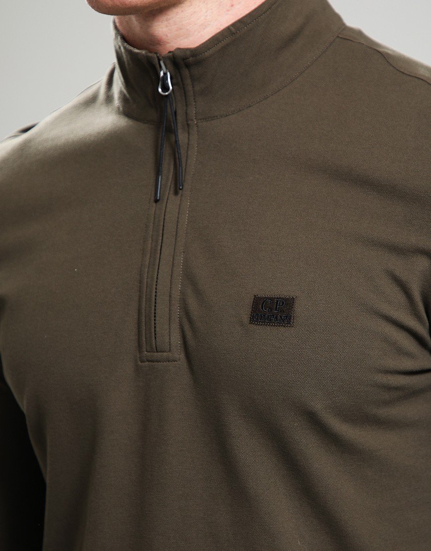 C.P. Company Long Sleeve Piquet Polo Shirt Ivy Green