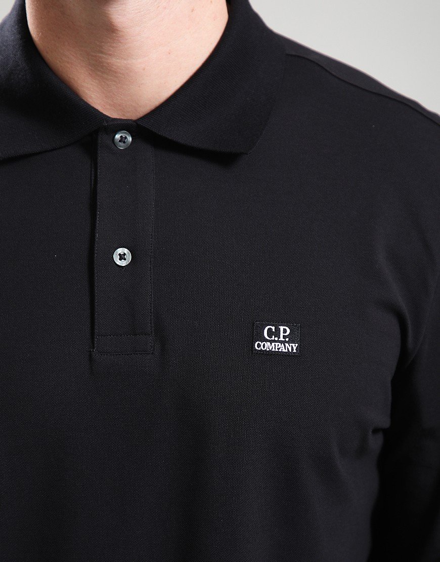 C.P. Company Stretch Piquet Long Sleeve Polo Black
