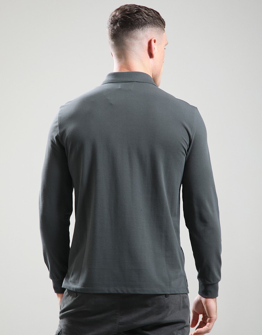C.P. Company Stretch Long Sleeve Polo Shirt Dark Shadow