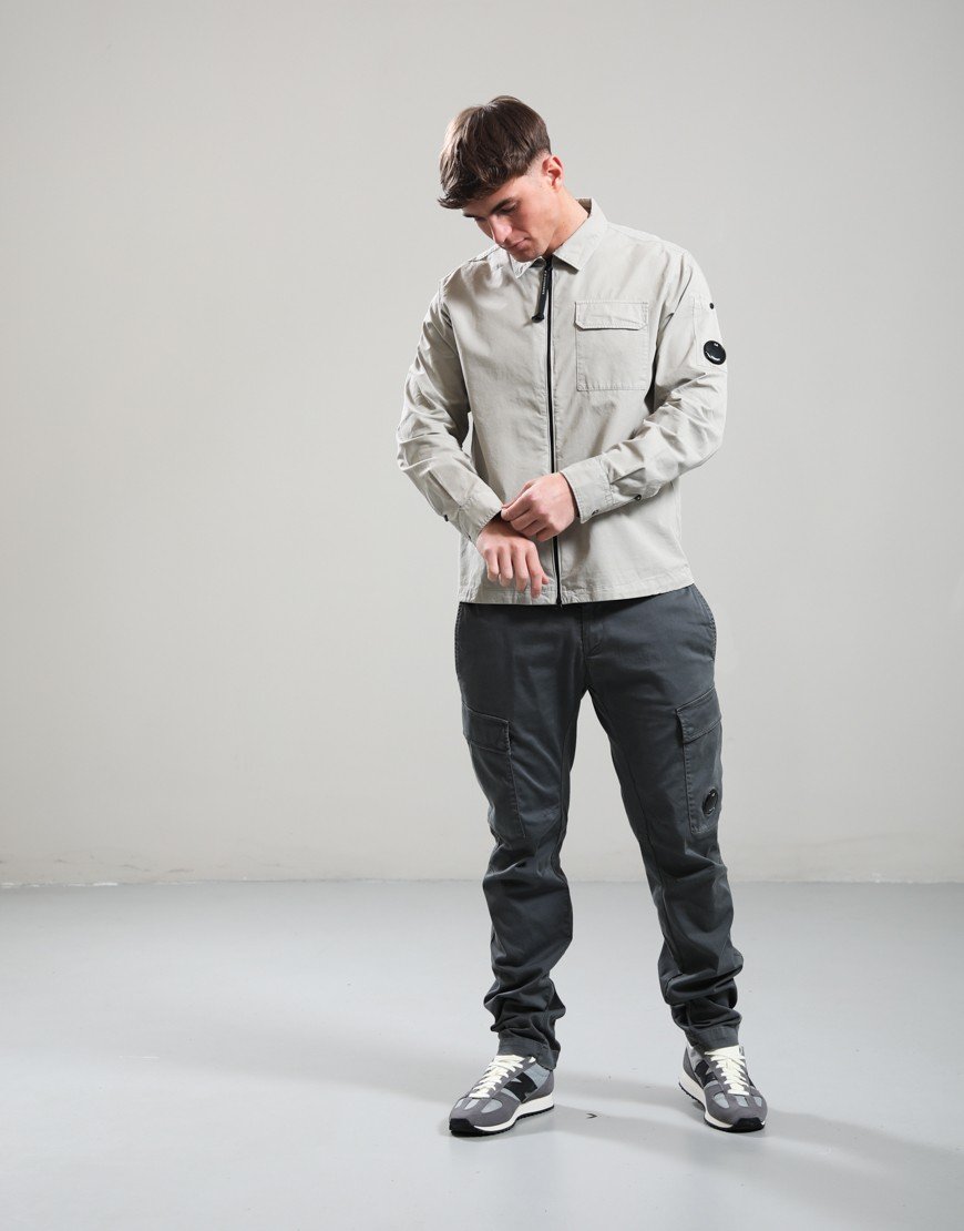 C.P. Company Organic Gabardine Zipped Lens Overshirt Dove