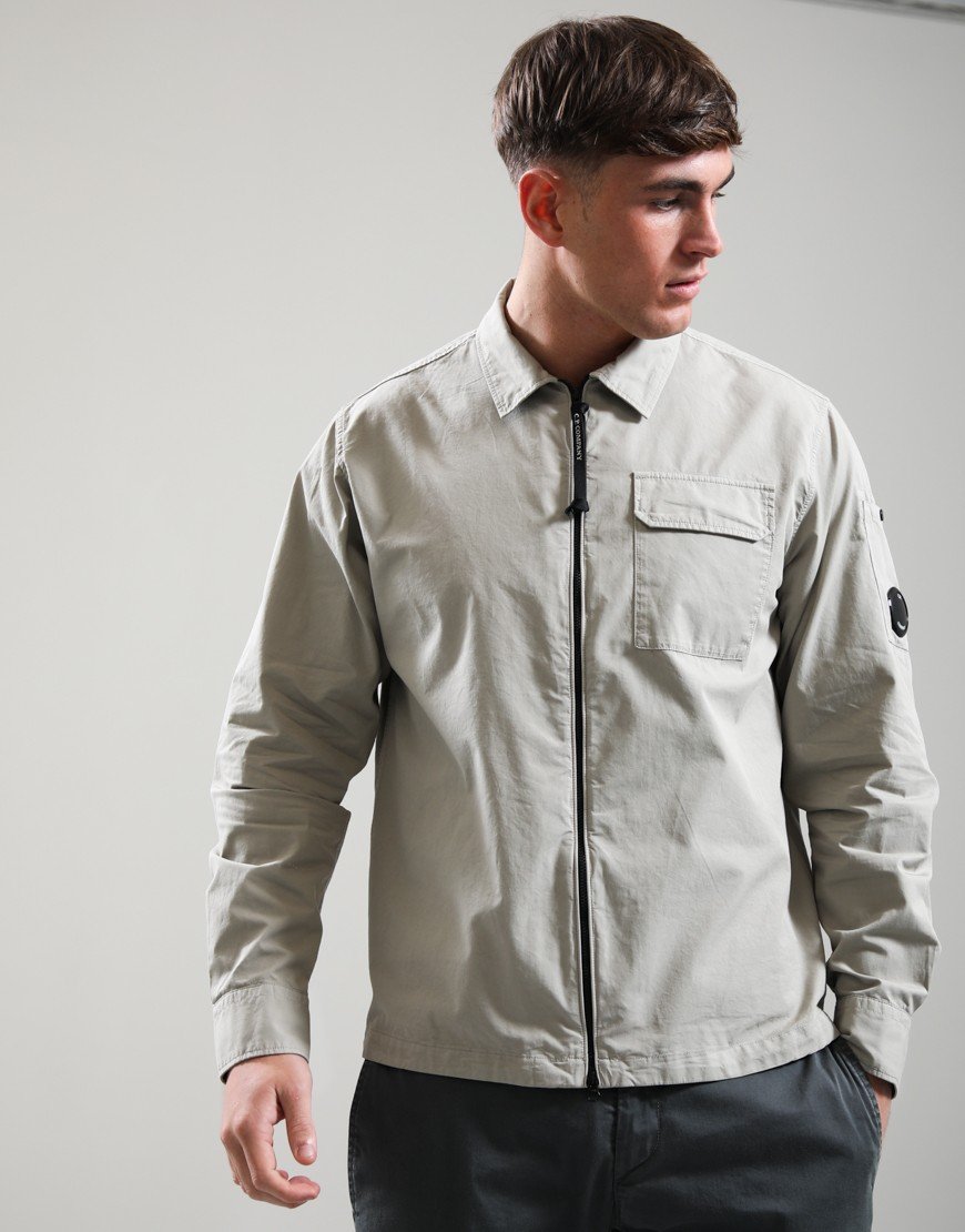 C.P. Company Organic Gabardine Zipped Lens Overshirt Dove