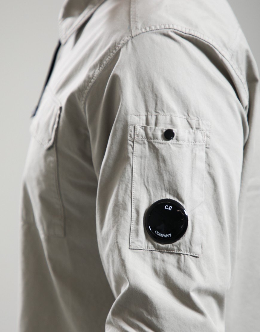 C.P. Company Organic Gabardine Zipped Lens Overshirt Dove