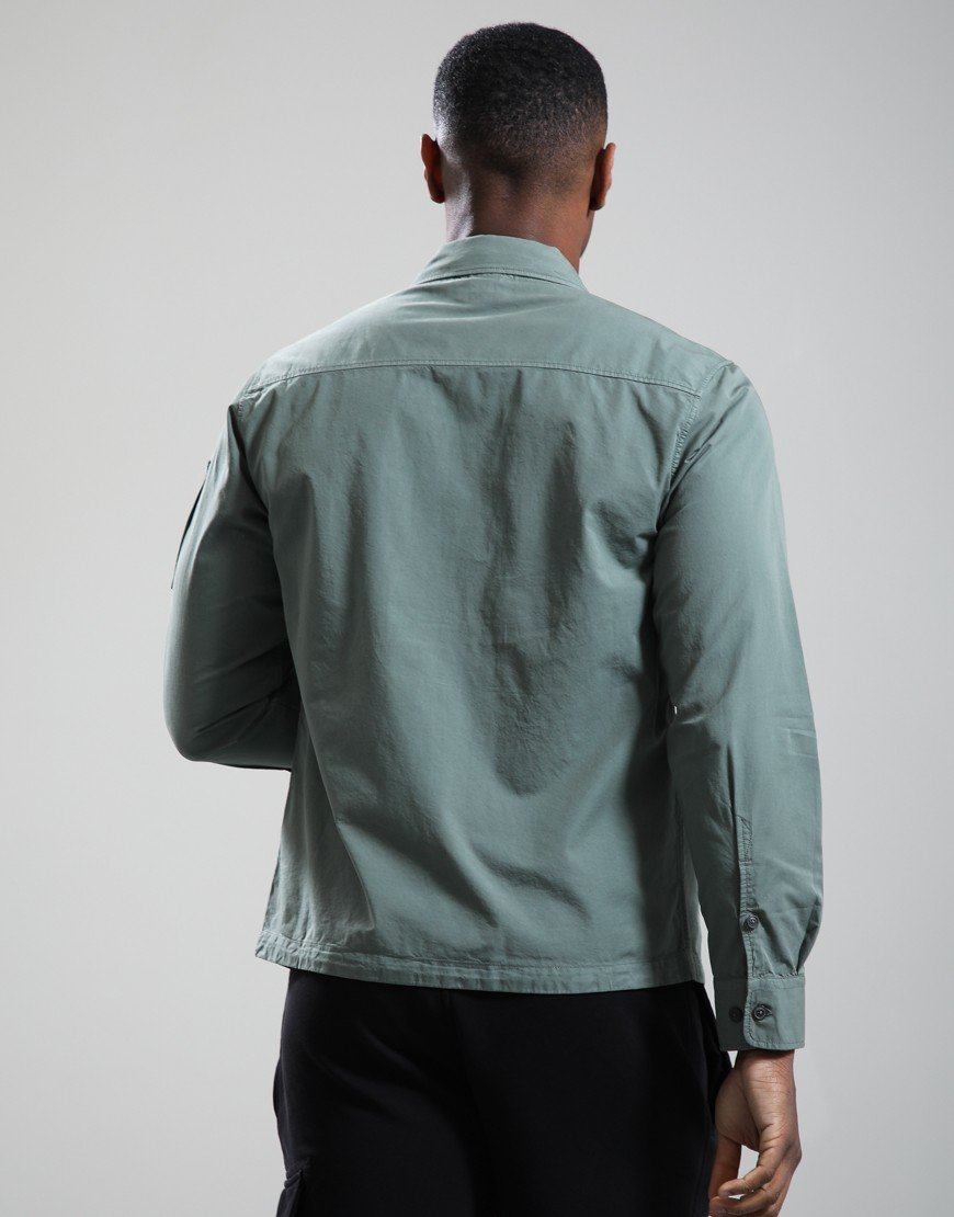 C.P. Company Organic Gabardine Zipped Lens Overshirt Laurel Wreath