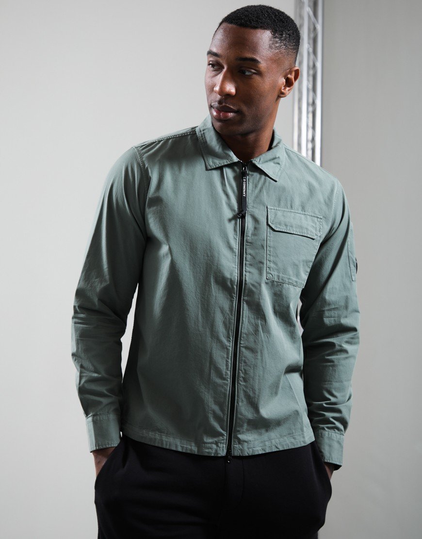C.P. Company Organic Gabardine Zipped Lens Overshirt Laurel Wreath