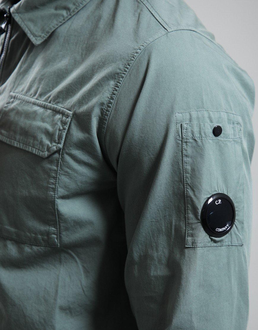 C.P. Company Organic Gabardine Zipped Lens Overshirt Laurel Wreath