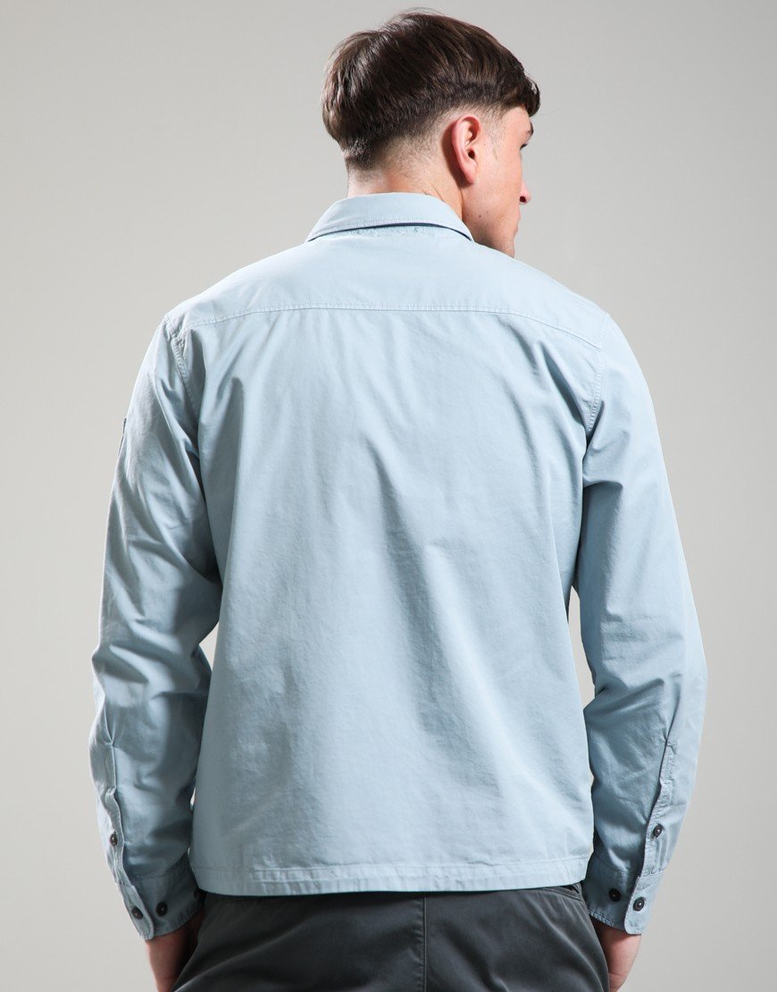 C.P. Company Organic Gabardine Zipped Lens Overshirt Silver Blue
