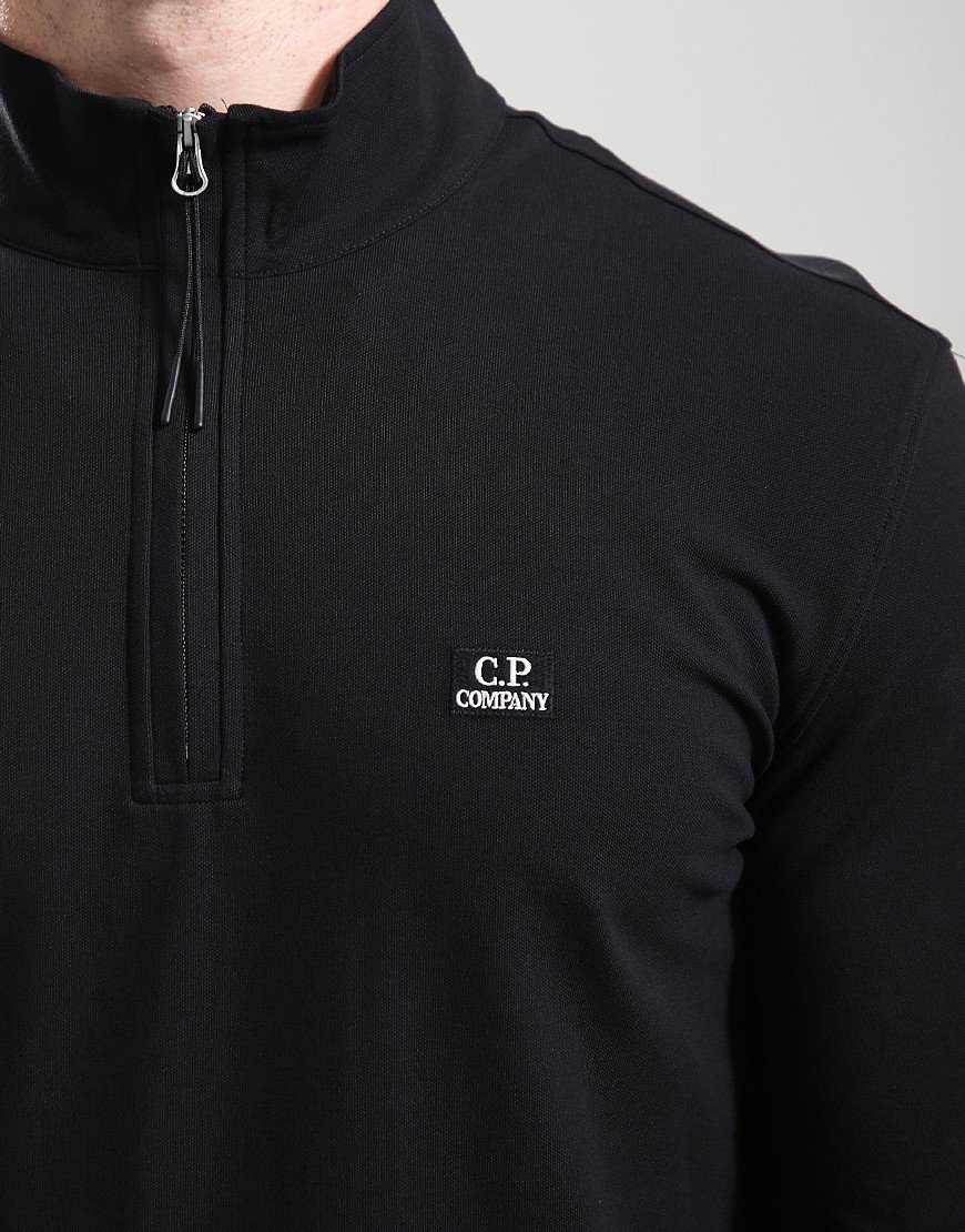 C.P. Company Long Sleeve Piquet Polo Shirt Black