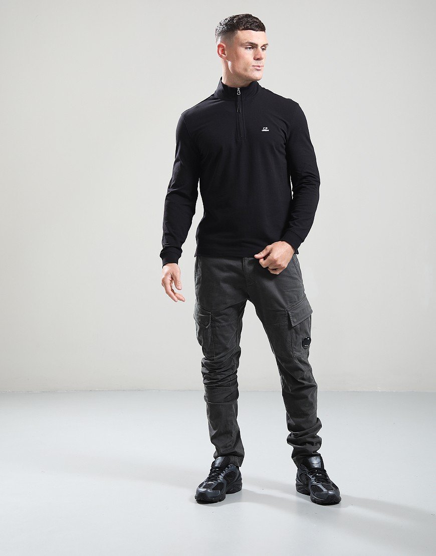 C.P. Company Long Sleeve Piquet Polo Shirt Black