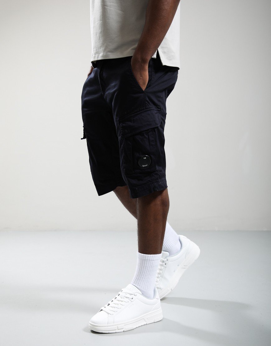 C.P. Company Stretch Sateen Cargo Lens Shorts Total Eclipse