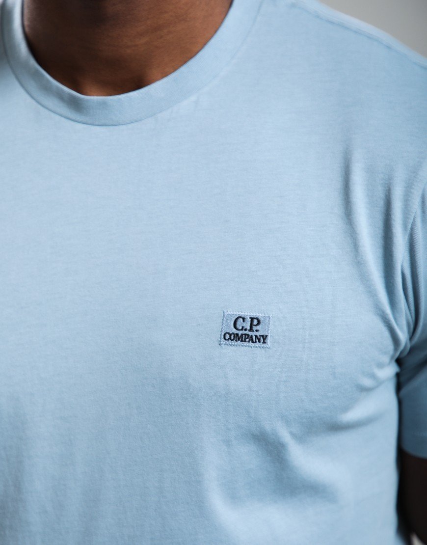 C.P. Company 30/1 Jersey Logo Patch T-Shirt Silver Blue