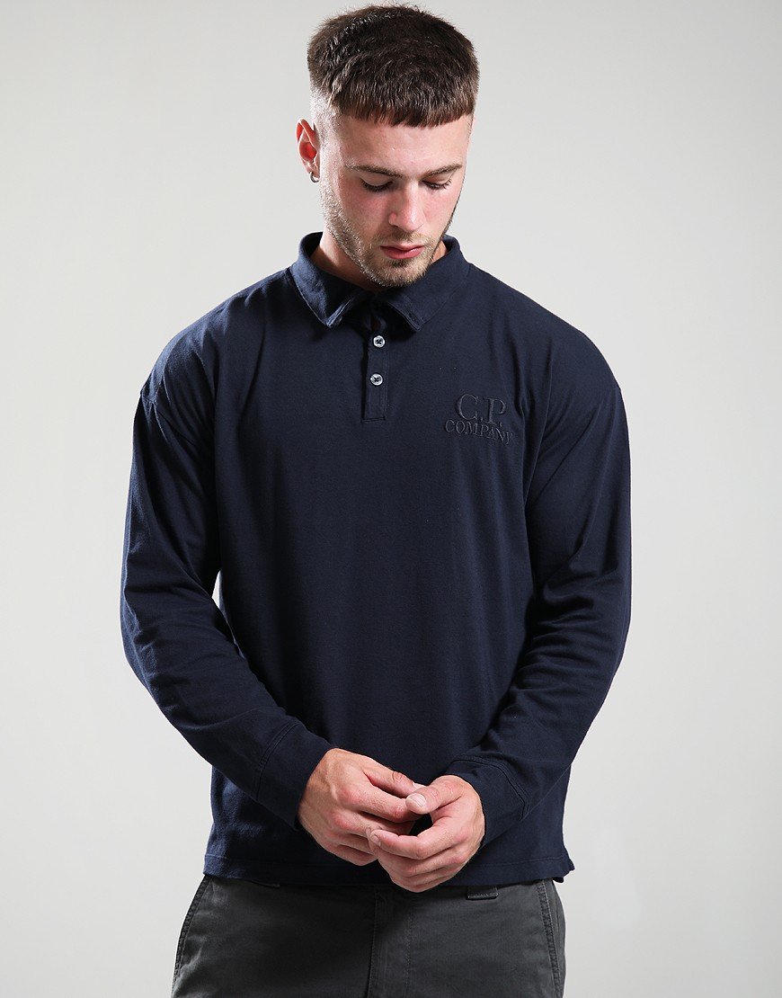 C.P. Company 20/1 Jersey Long Sleeve Polo Shirt Total Eclipse