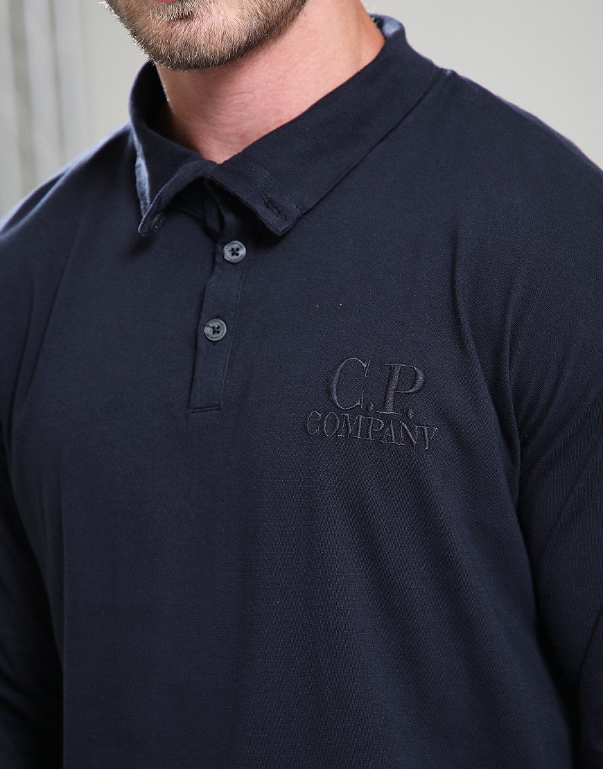 C.P. Company 20/1 Jersey Long Sleeve Polo Shirt Total Eclipse
