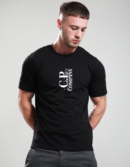 C.P. Company 30/1 Jersey Vertical Logo T-Shirt Black
