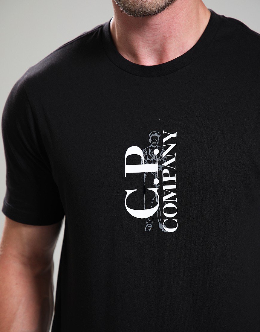 C.P. Company 30/1 Jersey Vertical Logo T-Shirt Black