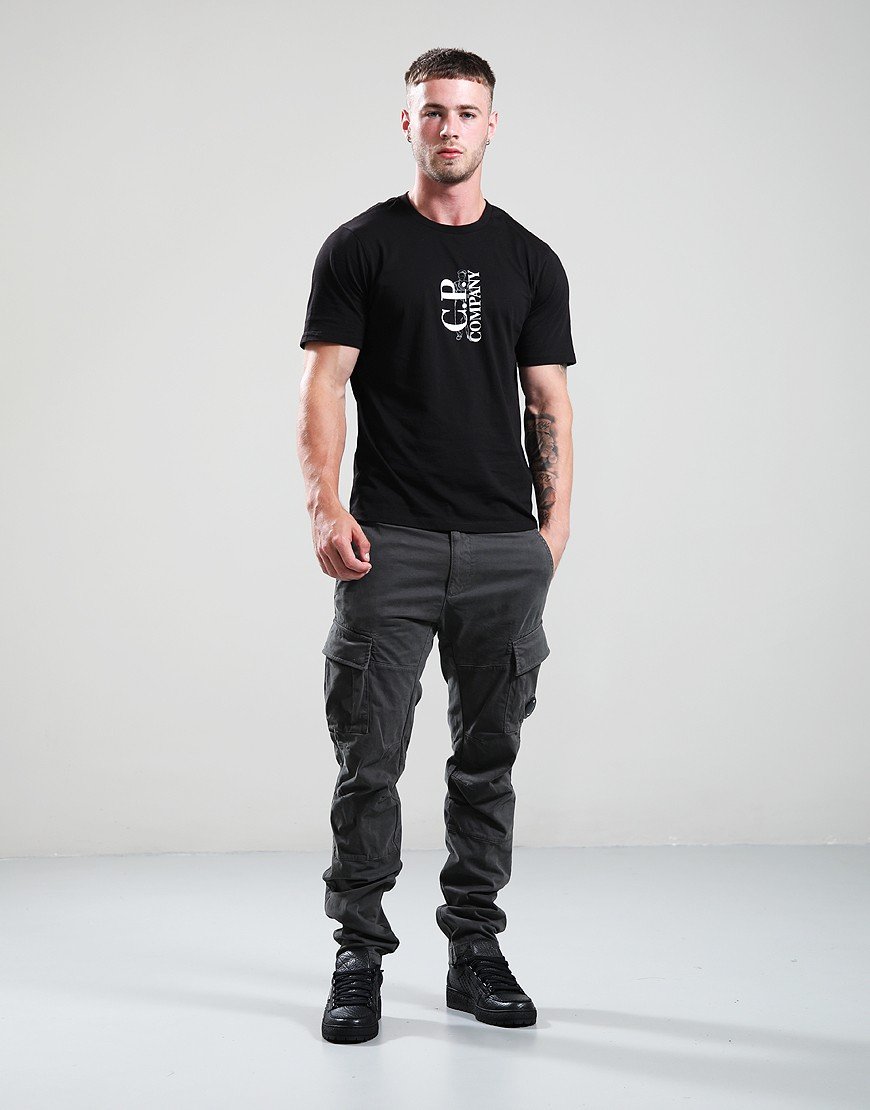 C.P. Company 30/1 Jersey Vertical Logo T-Shirt Black