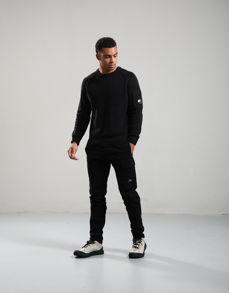 C.P. Company Chenille Cotton Lens Crew Neck Knit Black