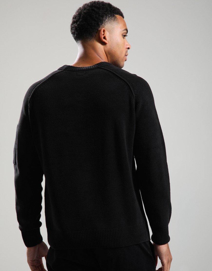 C.P. Company Chenille Cotton Lens Crew Neck Knit Black