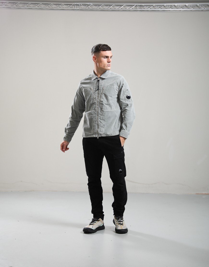 C.P. Company Corduroy Lens Zipped Overshirt Flint Grey