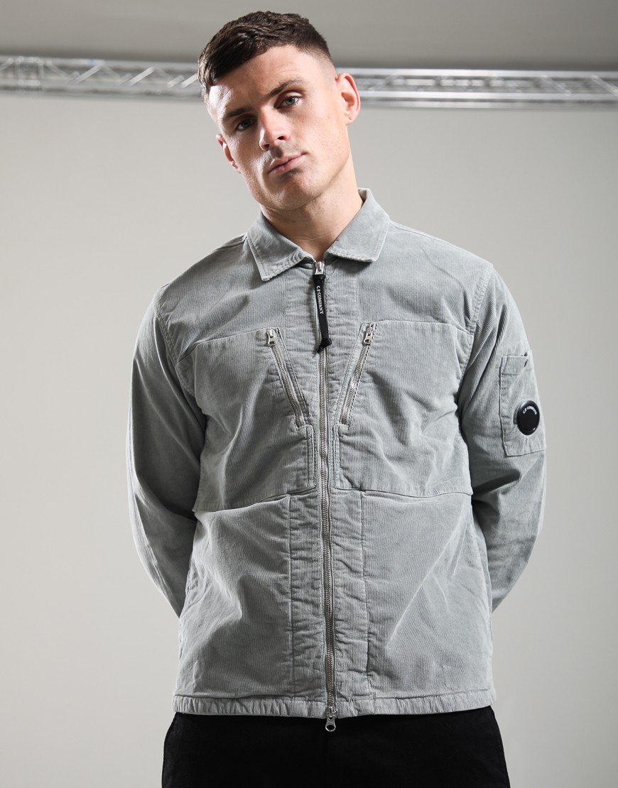 C.P. Company Corduroy Lens Zipped Overshirt Flint Grey